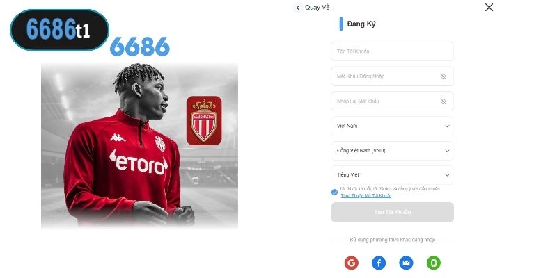 Biểu mẫu đăng ký 6686 do hệ thống cung cấp