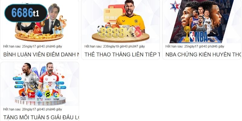 Nhiều ưu đãi độc quyền dành cho sảnh cá cược thể thao tại 6686